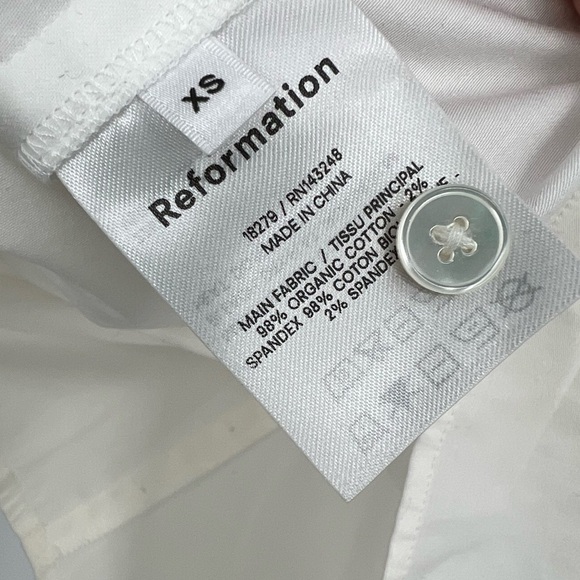 Reformation Cotton Anzio Button Down Knot Tie White Tee Shirt Cotton shirt - Picture 8 of 12